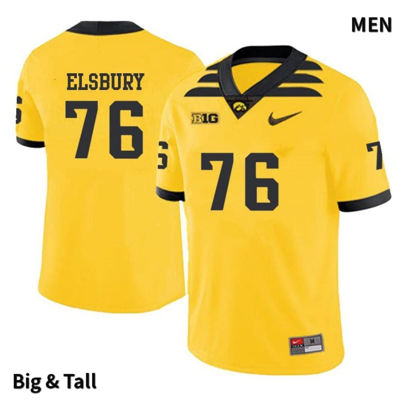 Men's Iowa Hawkeyes NCAA #76 Tyler Elsbury Yellow Authentic Nike Big & Tall Alumni Stitched College Football Jersey QS34G81KQ